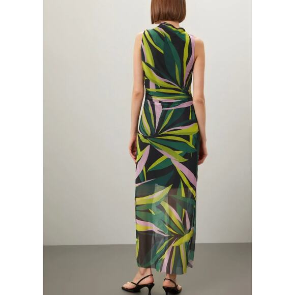 Donna Morgan Green Mesh Maxi Dress SIZE 10 Resort Abstract Bodycon Designer $138 - Picture 2 of 8